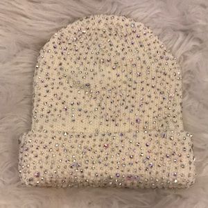 Cream Swarovski Iridescent ab stone hat